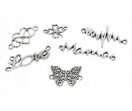 Łączniki do Bransoletek Zawieszki Ozdoby Metal Mix Wzorów Zestaw Mama 6szt