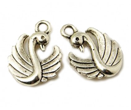 ZAWIESZKA metalowa ŁABĘDŹ 17mm 3szt CHARMS