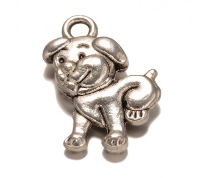 Zawieszka metalowa PIESEK 17mm CHARMS 3szt