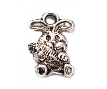 ZAWIESZKA CHARMS KRÓLIK 15mm 4szt metalowa