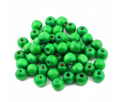 KORALIKI DREWNIANE DREWNO ZIELONY 10mm 50szt KULA