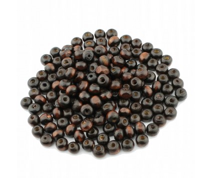 KORALIKI DREWNIANE DREWNO BRĄZ 6mm 150szt