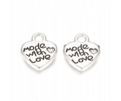 Zawieszka WISIOREK charms serce 10mm 6szt metal