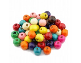KORALIKI DREWNIANE DREWNO MIX KOLORÓW 10mm 50szt