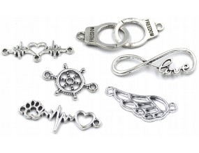 Łączniki do Bransoletek Zawieszki Ozdoby Metal Mix Wzorów Zestaw Ster 6szt