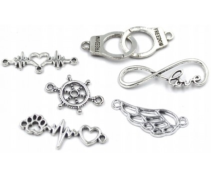 Łączniki do Bransoletek Zawieszki Ozdoby Metal Mix Wzorów Zestaw Ster 6szt