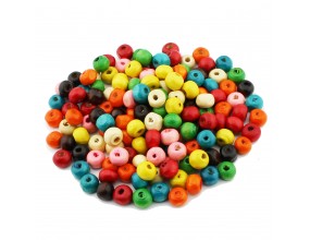 KORALIKI DREWNIANE DREWNO MIX KOLORÓW 6mm 150szt