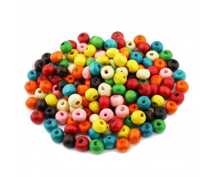 KORALIKI DREWNIANE DREWNO MIX KOLORÓW 6mm 150szt