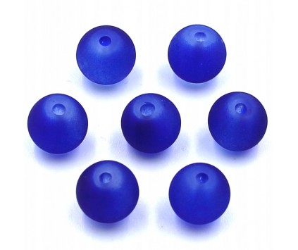 KORALIKI MROŻONE SZKLANE 8mm granatowy 14szt