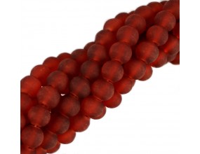 KORALIKI MROŻONE SZNUR 8mm SZKLANE 52szt czerwone