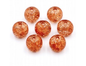 KORALIKI SZKLANE Crackle 8mm pomarańcz jasny 14szt