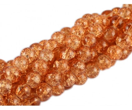 Koraliki SZKLANE CRACKLE 8mm SZNUR 52szt pomarańcz