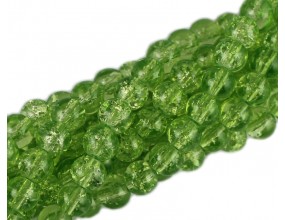 Koraliki SZKLANE CRACKLE 8mm SZNUR 52szt zielony j