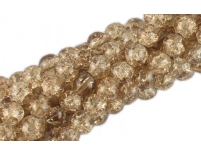 Koraliki SZKLANE CRACKLE 8mm SZNUR 52szt brąz j.