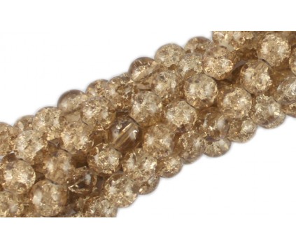 Koraliki SZKLANE CRACKLE 8mm SZNUR 52szt brąz j.