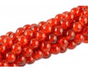 Koraliki SZKLANE CRACKLE 8mm SZNUR 52szt pomarańcz