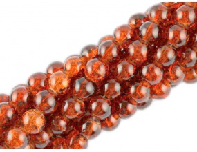 Koraliki SZKLANE CRACKLE 8mm SZNUR 52szt brązowy