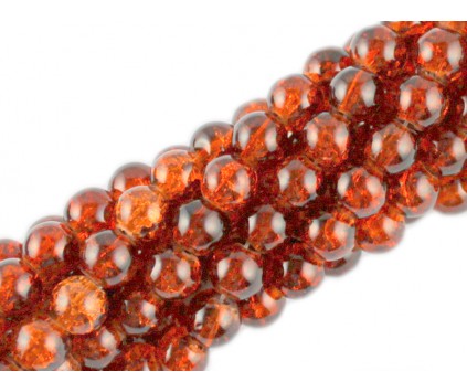 Koraliki SZKLANE CRACKLE 8mm SZNUR 52szt brązowy