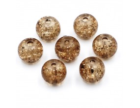 KORALIKI SZKLANE Crackle 8mm brązowe 14 szt.