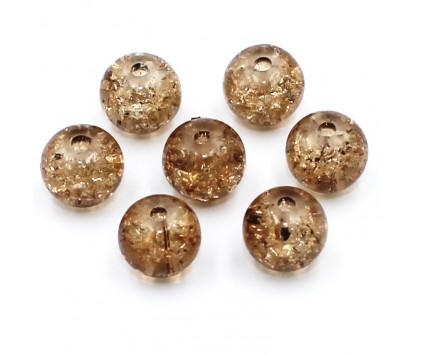 KORALIKI SZKLANE Crackle 8mm brązowe 14 szt.