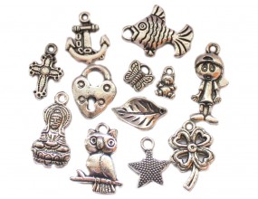 ZAWIESZKI MIX SREBRO ANTYCZNE od 10 do 25 mm 10szt