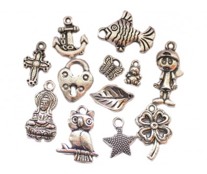 ZAWIESZKI MIX SREBRO ANTYCZNE od 10 do 25 mm 10szt