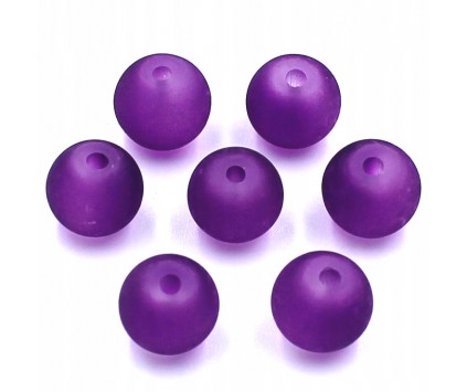 KORALIKI MROŻONE SZKLANE 8mm fiolet ciemny 14szt