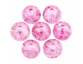 Koraliki szklane Crackle 8mm różowe jasne 14 szt.