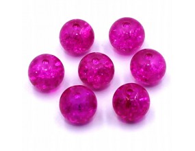 Koraliki szklane Crackle 8mm róż ciemny 14 szt.