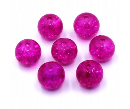 Koraliki szklane Crackle 8mm róż ciemny 14 szt.