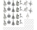 ZAWIESZKI CHARMS DO BRANSOLETEK PREZENT NA ŚWIĘTA MIKOŁAJKI ZESTAW 25+25