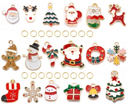 ZAWIESZKI CHARMS DO BRANSOLETEK PREZENT NA ŚWIĘTA MIKOŁAJKI ZESTAW 18+18