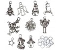 ZAWIESZKI CHARMS ŚWIĄTECZNE + OGNIWA ZESTAW 20 ELEMENTÓW ŚWIĘTA MIKOŁAJKI