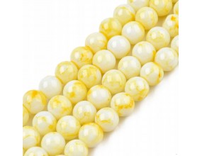 Koraliki Szklane Marmurki Kulki 8mm Biało Żółte 50szt koraliki do różańca