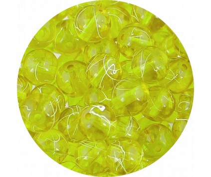 Koraliki Szklane Nici Transparentne 8mm Kulki Żółte 50szt