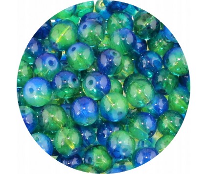 Koraliki Szklane Marmurki Niebiesko Zielone Kulki 8mm 50szt