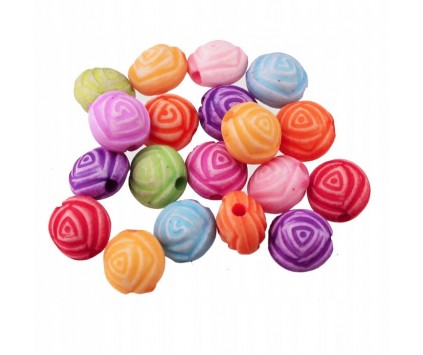 Koraliki kwiatki akryl 8mm mix kwiatek róża 20szt