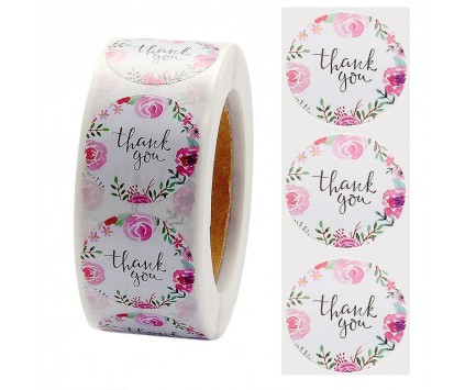 Naklejki "Thank You" Podziękowania Scrapbooking 2,5cm Ślub Chrzest 50szt