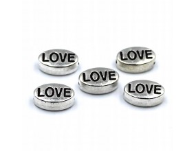 Przekładka Metalowa Koralik LOVE 9x6mm 5szt