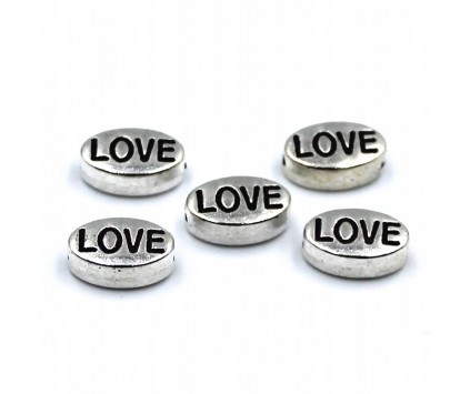 Przekładka Metalowa Koralik LOVE 9x6mm 5szt