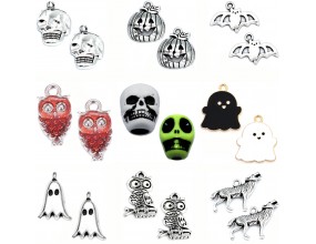 Zawieszki Halloween Zawieszka Charms Dynia Duch Sowa Mix 18szt Zestaw