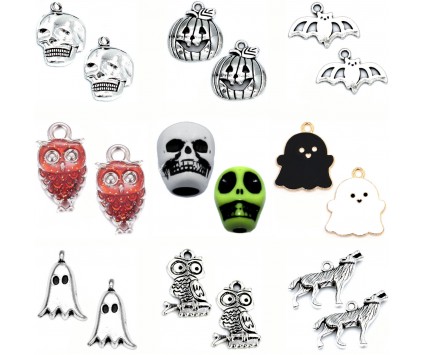 Zawieszki Halloween Zawieszka Charms Dynia Duch Sowa Mix 18szt Zestaw