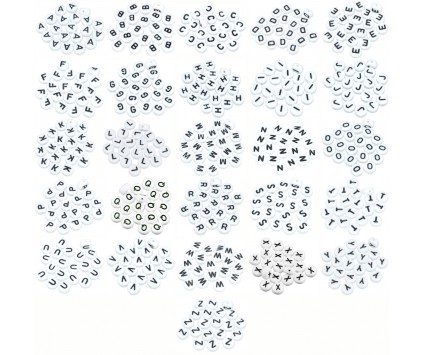 Koraliki Literki Okrągłe 7mm Alfabet A-Z 26x20szt Zestaw 520szt