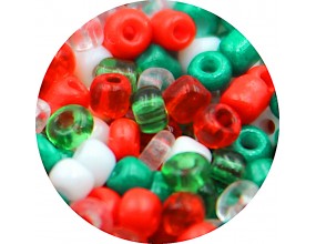 KORALIKI SZKLANE DROBNE SEEDS 2mm ŚWIĄTECZNE MIX ŚWIĘTA MIKOŁAJKI 30g