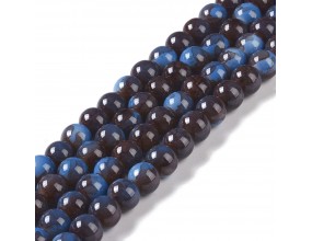KORALIKI SZKLANE MARMURKI 8mm 50szt DO BRANSOLETEK RÓŻAŃCA NIEBIESKOCZARNE