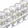 KORALIKI SZKLANE ZE ZŁOTYMI PŁATKAMI 8mm 50szt DO BRANSOLETEK RÓŻAŃCA BIAŁE