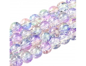 CRACKLE KORALIKI SZKLANE SPĘKANE DO RÓŻAŃCA KOLOROWE TĘCZOWE 8mm 50szt