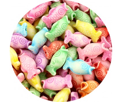 KORALIKI AKRYLOWE RYBY RYBKI RYBA DO BIŻUTERII PASTELOWE 16mm MIX 50szt