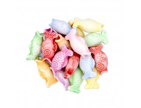 KORALIKI AKRYLOWE RYBY RYBKI RYBA DO BIŻUTERII PASTELOWE 16mm MIX 20szt