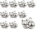 ZAWIESZKI CHARMS KOTKI ZAWIESZKA KOT KOTEK KOTY WISIOREK METAL 15mm 12szt